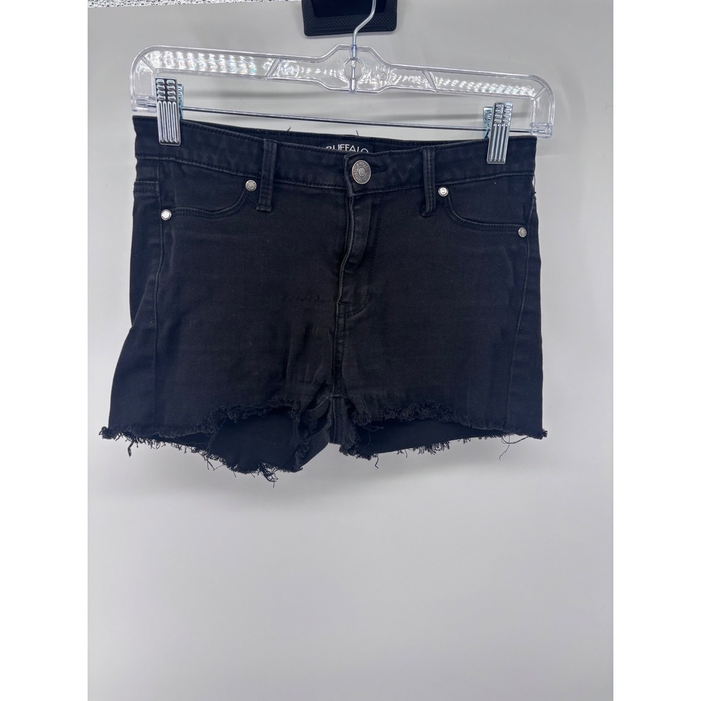 Buffalo David Bitton Black Denim Shorts Frayed Raw Hem‎ Juniors Women's Size 26